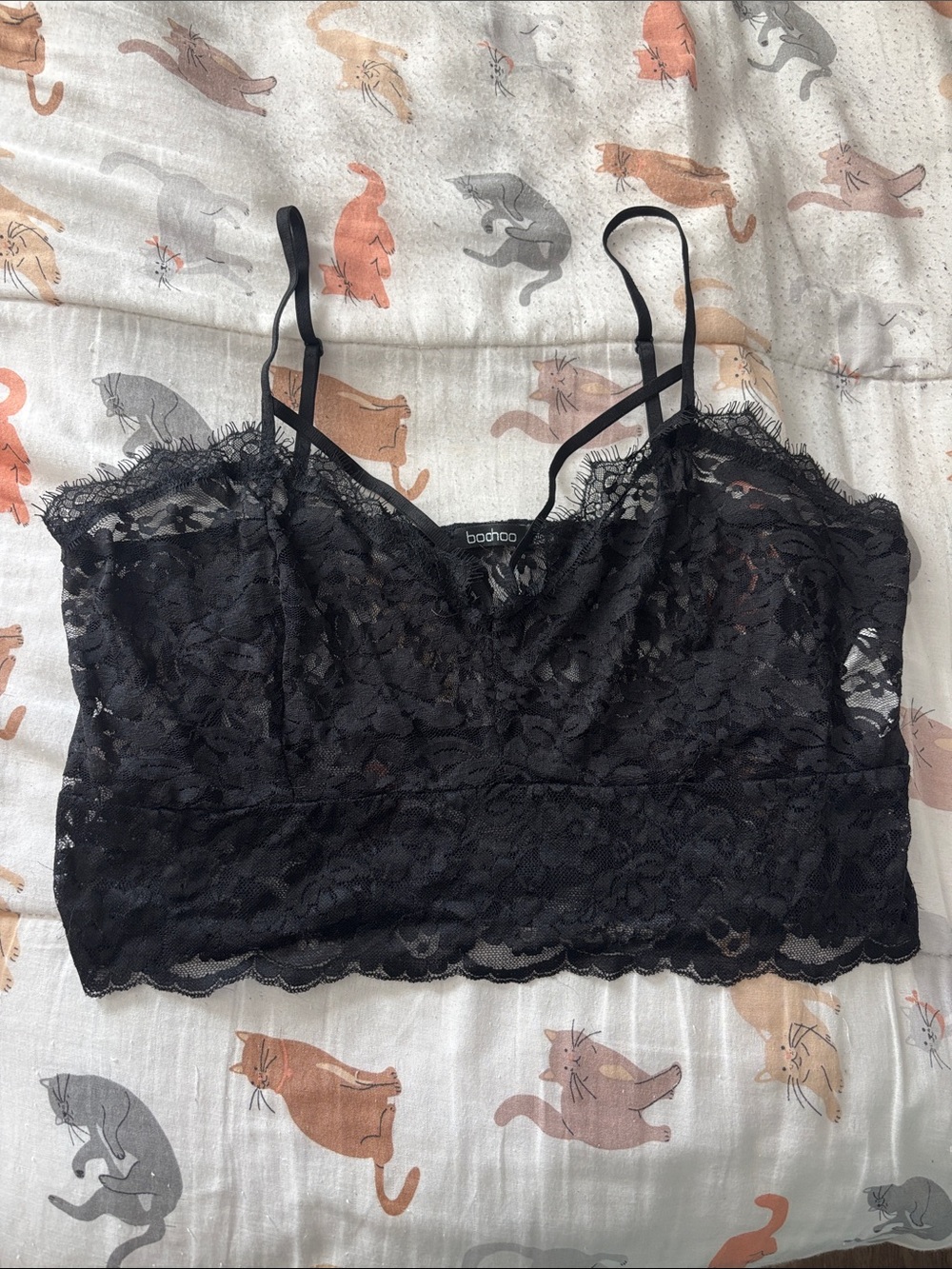 boohoo black lace bralette